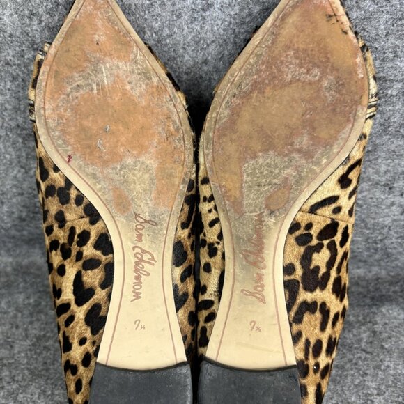 Sam Edelman Shoes Womens Size 7.5 Leopard Print Pointed Toe Buckle Flats Slip On - Picture 7 of 9